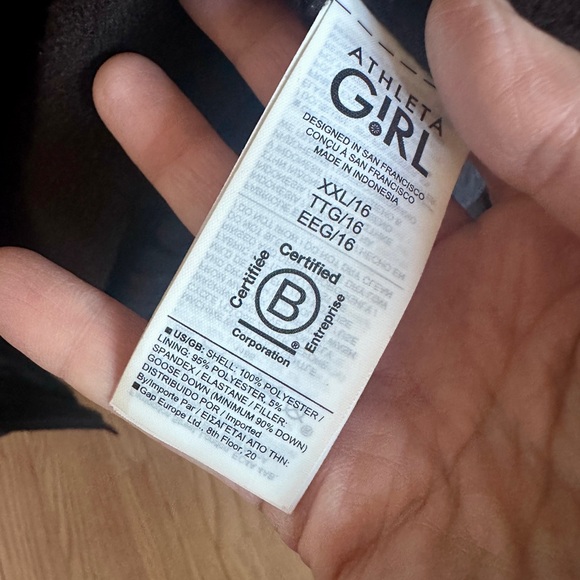 Athleta Girl $168.00 Snow Day Down Jacket Puffer, Size XXL/16 Black - Picture 10 of 12